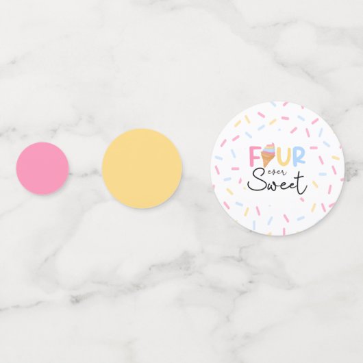 Four Ever Sweet Ice Cream 4e Verjaardagsfeest Confetti (Voorkanten)