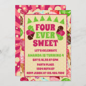 Four Ever Sweet Ice Cream 4e Verjaardagsfeest Kaart (Voorkant / Achterkant)