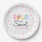 Four Ever Sweet Ice Cream 4e Verjaardagsfeest Papieren Bordje (Voorkant)