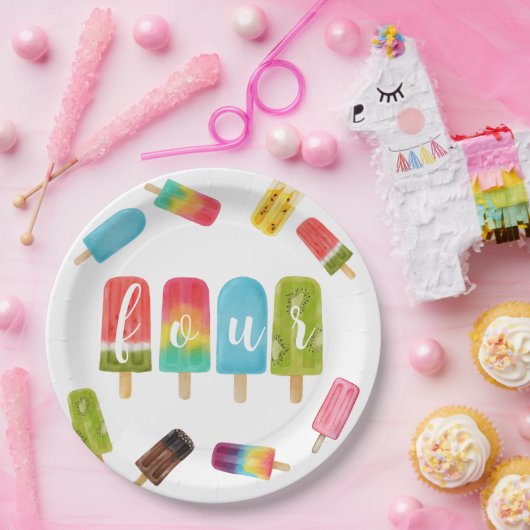 Four Ever Sweet Ice Cream 4e Verjaardagsfeest Papieren Bordje (Feest)