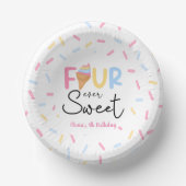 Four Ever Sweet Ice Cream 4e Verjaardagsfeest Papieren Kommen (Voorkant)
