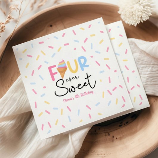 Four Ever Sweet Ice Cream 4e Verjaardagsfeest Servet
