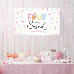 Four Ever Sweet Ice Cream 4e Verjaardagsfeest Spandoek