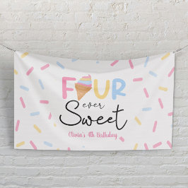 Four Ever Sweet Ice Cream 4e Verjaardagsfeest Spandoek