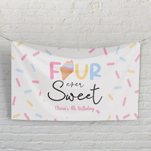 Four Ever Sweet Ice Cream 4e Verjaardagsfeest Spandoek