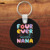 Four Ever Sweet Nana 4th Birthday Girl Donut Lover Sleutelhanger (Voorkant)