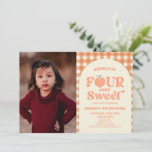 Four Ever Sweet Peach Afbeelding 4th Birthday Part Kaart (Staand voorkant)