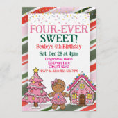 Four-Ever Sweet, Pink Gingerbread 4th Birthday Kaart (Voorkant)
