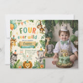Four Ever Wild 4e verjaardagsfeestje Kaart (Voorkant)