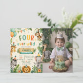 Four Ever Wild 4e verjaardagsfeestje Kaart (Staand voorkant)
