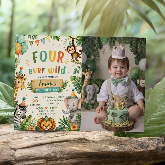 Four Ever Wild 4e verjaardagsfeestje Kaart