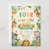 Four Ever Wild 4e verjaardagsfeestje Kaart (Voorkant)