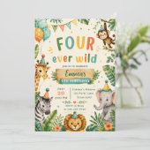 Four Ever Wild 4e verjaardagsfeestje Kaart (Staand voorkant)