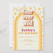 Four Ever Wild 4th Birthday Invitation | Safari Ju Kaart (Voorkant)
