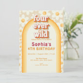Four Ever Wild 4th Birthday Invitation | Safari Ju Kaart (Staand voorkant)