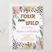 Four Ever Wild 4th Verjaardag uitnodiging (Voorkant)