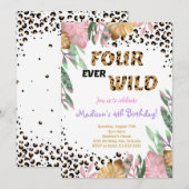 Four Ever Wild 4th Verjaardag uitnodiging (Voorkant / Achterkant)