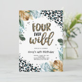 Four Ever Wild Boy Oerwoud Luipaard Print Verjaard Kaart (Staand voorkant)