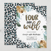 Four Ever Wild Boy Oerwoud Luipaard Print Verjaard Kaart (Voorkant / Achterkant)