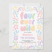 Four Ever Wild Confetti Ballon 4e Verjaardag  Kaart (Voorkant)