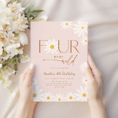 FOUR ever Wild Daisy Floral 4th Birthday Kaart