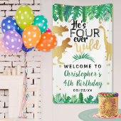 Four Ever Wild Dinosaur Boys 4th Birthday Welcome Spandoek