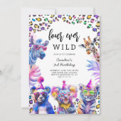 Four Ever Wild Safari Dieren 4e Verjaardag Kaart (Voorkant)