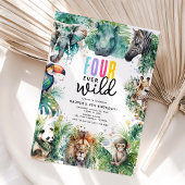 Four Ever Wild Safari Dieren Cool 4e Verjaardag Kaart