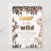 Four Ever Wild Safari Feestje 4e Verjaardag Kaart (Voorkant)