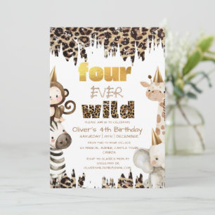Four Ever Wild Safari Feestje 4e Verjaardag Kaart