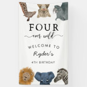 Four Ever Wild Safari Theme Boy's 4e verjaardag Spandoek (Verticaal)