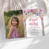 Four Ever Wild Wildflower 4e Verjaardag Foto Kaart