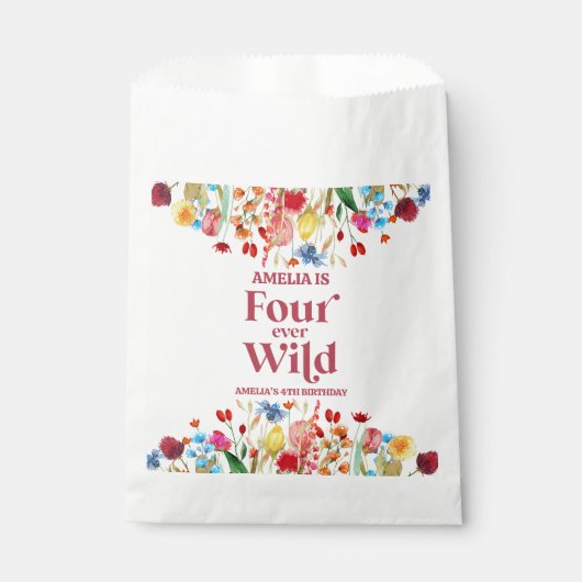 Four Ever Wild Wildflower 4e verjaardagsfeestje Bedankzakje (Voorkant)
