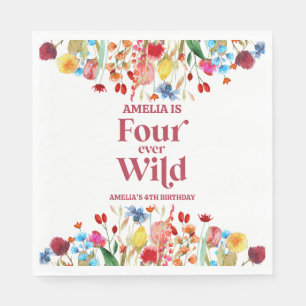 Four Ever Wild Wildflower 4e verjaardagsfeestje Servet