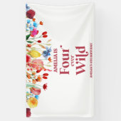 Four Ever Wild Wildflower 4e verjaardagsfeestje Spandoek (Verticaal)