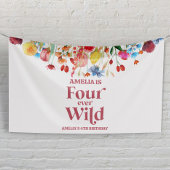 Four Ever Wild Wildflower 4e verjaardagsfeestje Spandoek