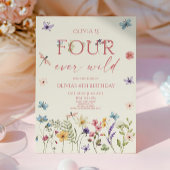 Four Ever Wild Wildflower 4th Birthday Party Kaart