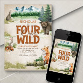 Four Ever Wild Woodland Animal 4th Verjaardag Kaart
