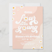Four Ever Young 4e verjaardagsfeestje Boho Daisy Kaart (Voorkant)