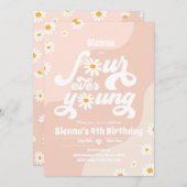 Four Ever Young 4e verjaardagsfeestje Boho Daisy Kaart (Voorkant / Achterkant)