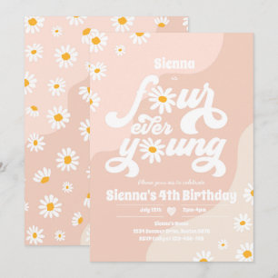 Four Ever Young 4e verjaardagsfeestje Boho Daisy Kaart