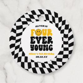 Four Ever Young Retro Fourth 4th Birthday Party Bedankjes Labels