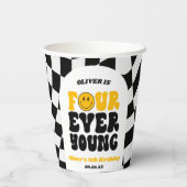 Four Ever Young Retro Fourth 4th Birthday Party Papieren Bekers (Achterkant)