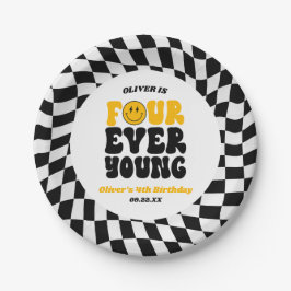 Four Ever Young Retro Fourth 4th Birthday Party Papieren Bordje