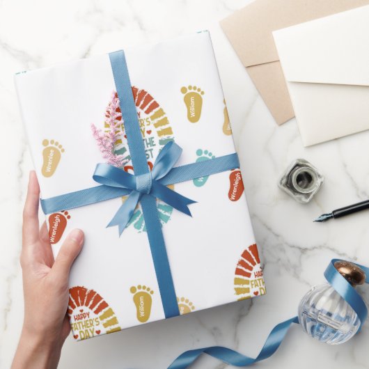 Four Footsteps Fatrhers Day Wrapping Paper Cadeaupapier (Geschenken)