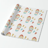 Four Footsteps Fatrhers Day Wrapping Paper Cadeaupapier (Uitgerold)