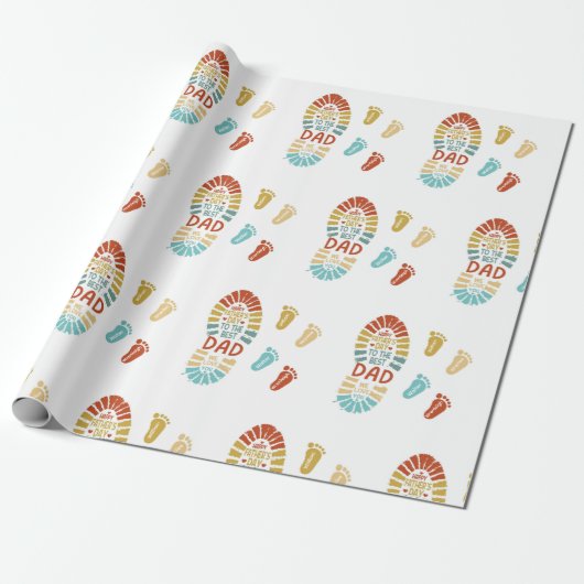 Four Footsteps Fatrhers Day Wrapping Paper Cadeaupapier (Uitgerold)