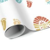Four Footsteps Fatrhers Day Wrapping Paper Cadeaupapier (Rol Hoek)