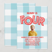 FOUR fourth birthday invitation for boys Kaart (Voorkant / Achterkant)