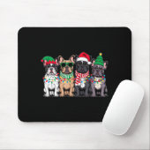 Four French Bulldog Dogs Christmas Funny Santa Rei Muismat (Met muis)